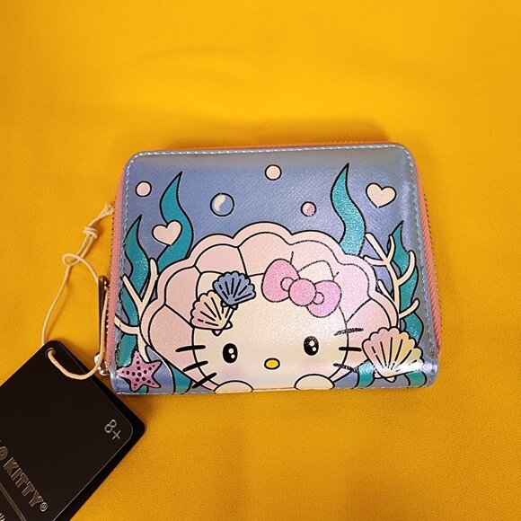 Loungefly Sanrio Hello Kitty Mermaid Metallic Iridescent Blue Zip Wallet NEW - Picture 8 of 13